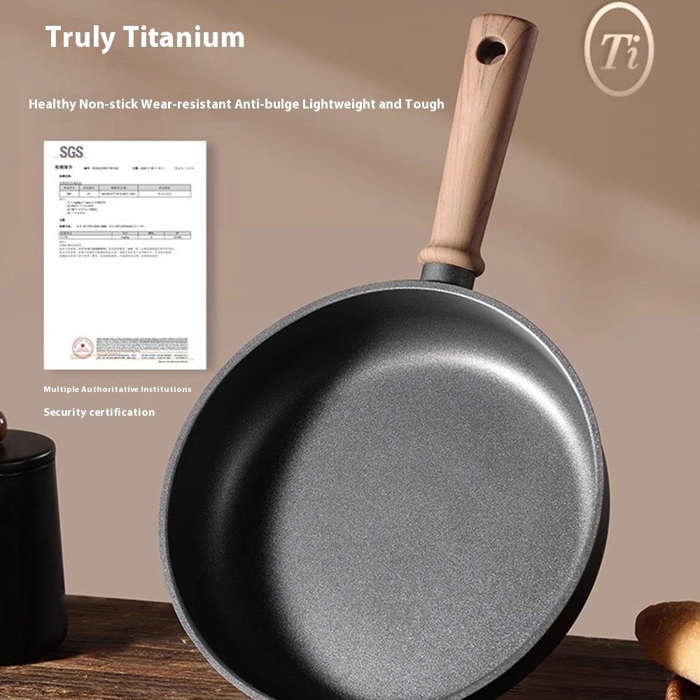 Pan Set Non-stick Frying Pan Household Pancakes Fried Eggs Fried Steak Titanium Wok Black Lightweight Induction Cooker
