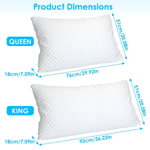 1Pc Shredded Memory Foam Pillow Adjustable Cool Pillow With Extra Filling Machine Washable Cover For Side Back Stomach Sleepers