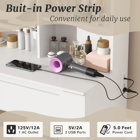 VFF Schminktisch fürs Schlafzimmer, moderner minimalistischer Schminkschrank, Schminkspiegel fürs Hauptschlafzimmer, Schminktisch