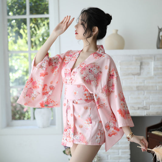 Japanese Printed Kimono Suit Bathrobe