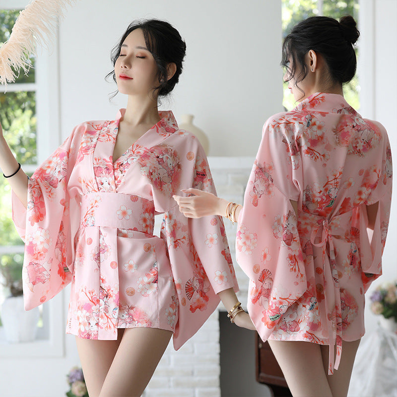 Japanese Printed Kimono Suit Bathrobe