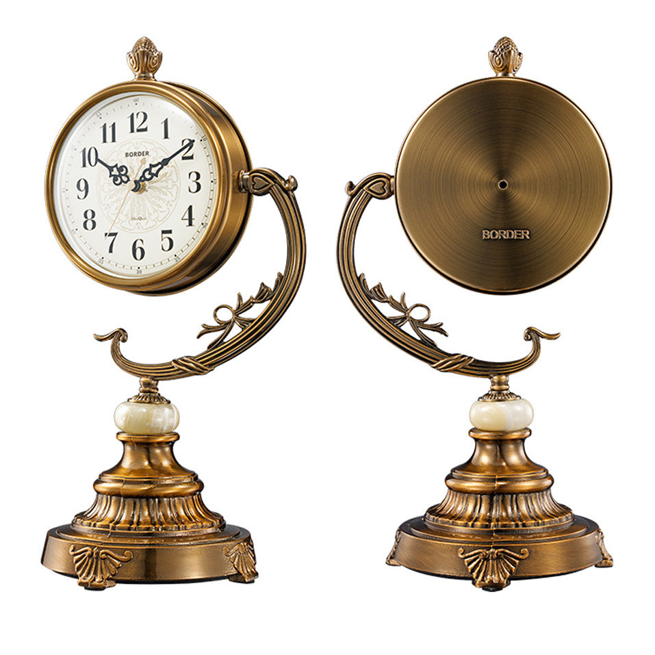 Europäischer Stil Wohnzimmer Schreibtischuhr Kupferbeschichtete große Uhr Ornamente Schreibtisch Schreibtisch Schreibtisch Schreibtisch Sitzuhr
