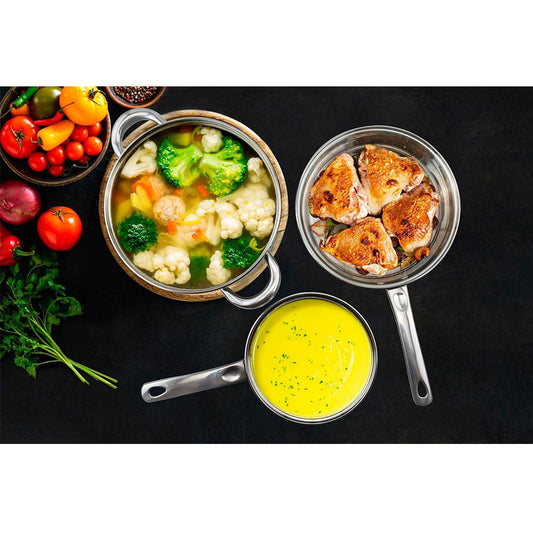 Pot Combination Stainless Steel Non-Stick Pan Full Set With Lid