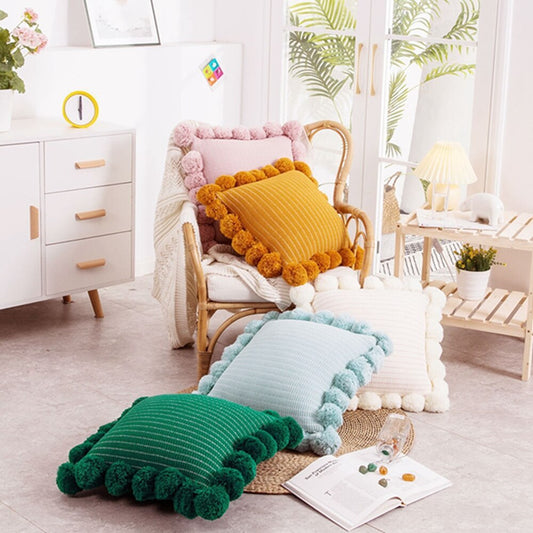Knitted Throw Pillow Back Pillow Pad Office Lumbar Pillow