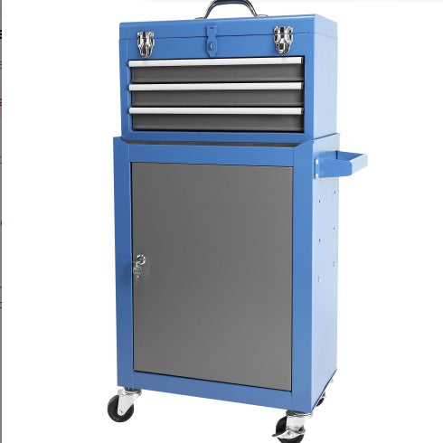 Rolling Garage Workshop Tool Organizer Detachable 3 Drawer Tool Chest With Large Storage Cabinet And Adjustable Shelf