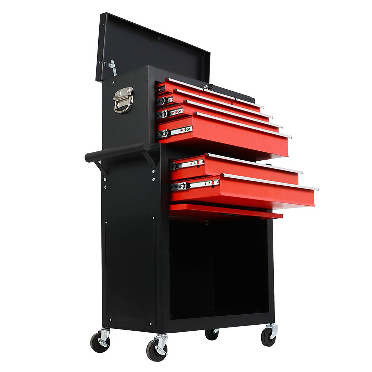 Eight-drawer Large Capacity Rolling Toolbox, Detachable Cabinet Storage Toolbox With Wheels And Drawers, Detachable Toolbox With Lock For Workshop Mechanical Garage BLACK RED