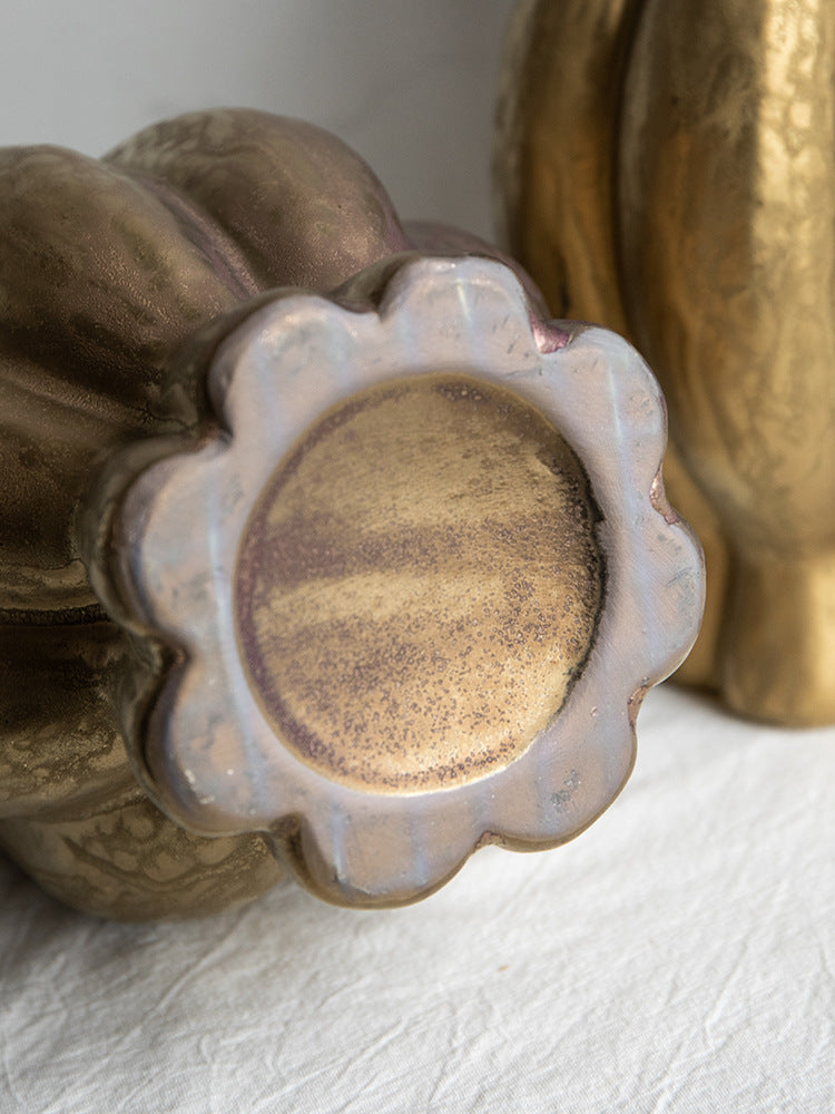 Ceramic Vase Decoration Golden Flower Container Decorations