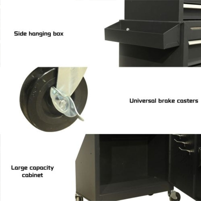 Five-Drawer Rolling Tool Chest With Wheels, Detachable Cabinet Storage Tool Box With Drawers, Metal Tool Cart With Toolbox For Garage Workshop Warehouse