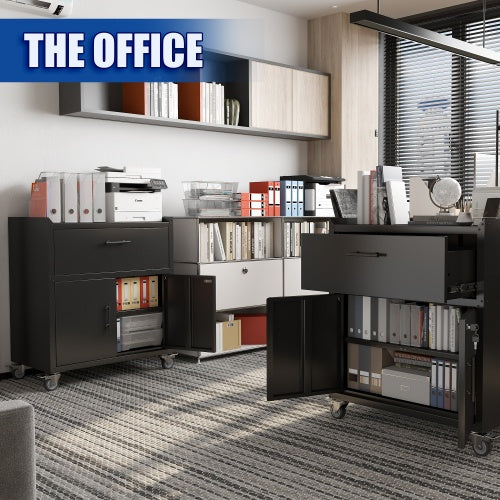 2 Door X 1 Drawer Tool Cabinets For Garage, Lockable Garage Storage Cabinet, Locking Metal Storage Cabinet With Wheels, Rolling Tool Chest, Assembly Required H35.4 W30.3xD18