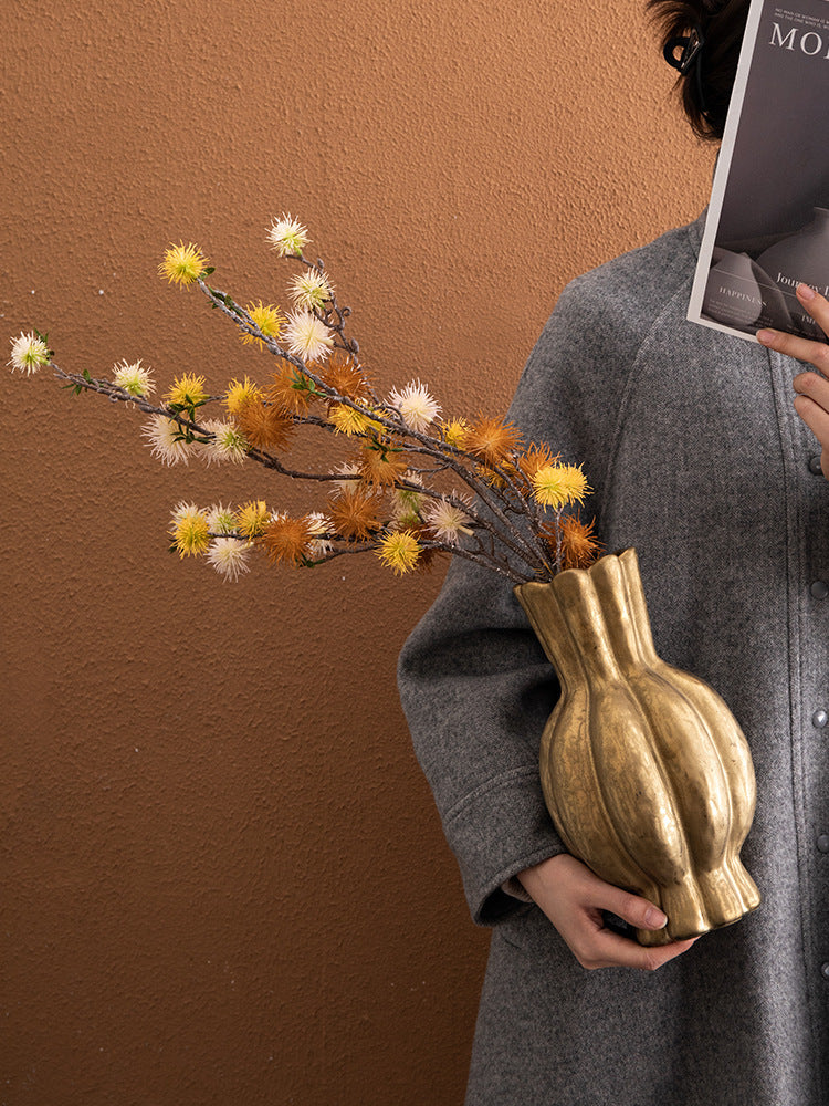 Ceramic Vase Decoration Golden Flower Container Decorations