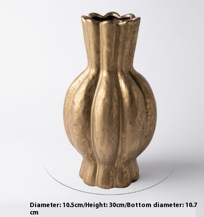 Ceramic Vase Decoration Golden Flower Container Decorations