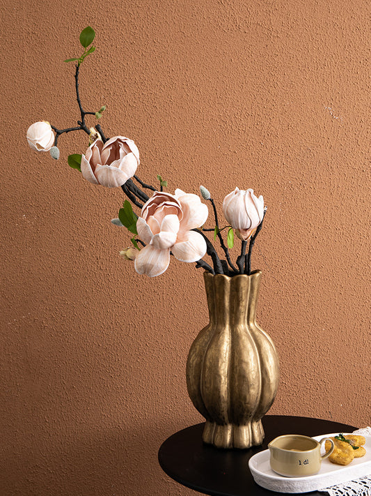 Ceramic Vase Decoration Golden Flower Container Decorations