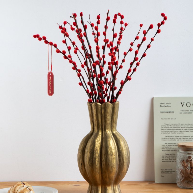 Ceramic Vase Decoration Golden Flower Container Decorations