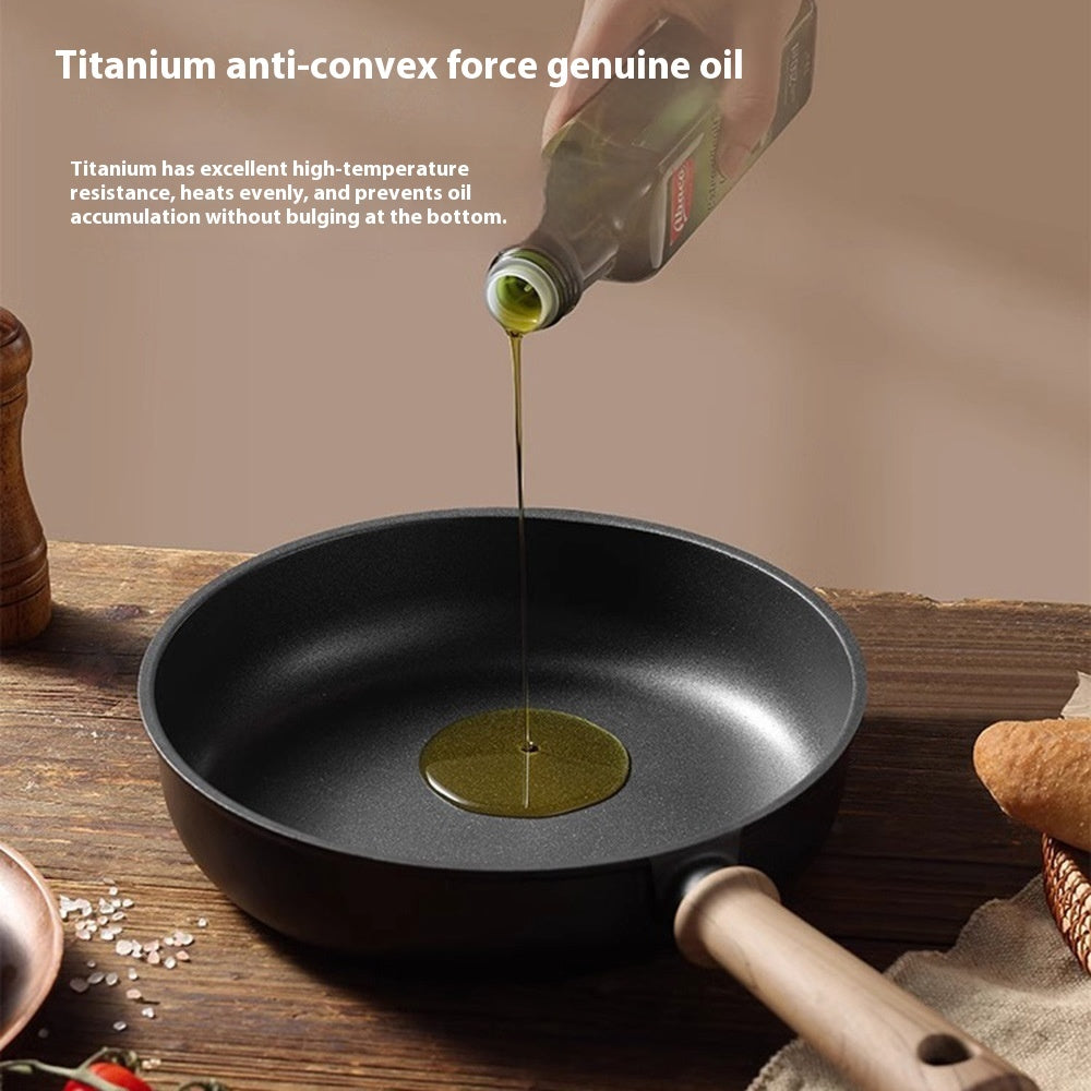 Pan Set Non-stick Frying Pan Household Pancakes Fried Eggs Fried Steak Titanium Wok Black Lightweight Induction Cooker