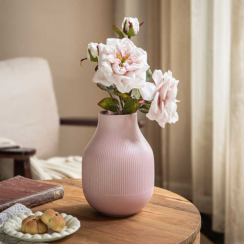 Creative Embossed Big Belly Ceramic Vase Rose Decorations