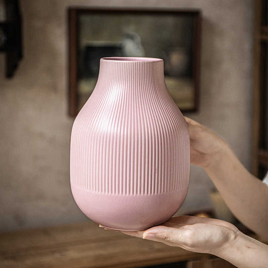 Creative Embossed Big Belly Ceramic Vase Rose Decorations