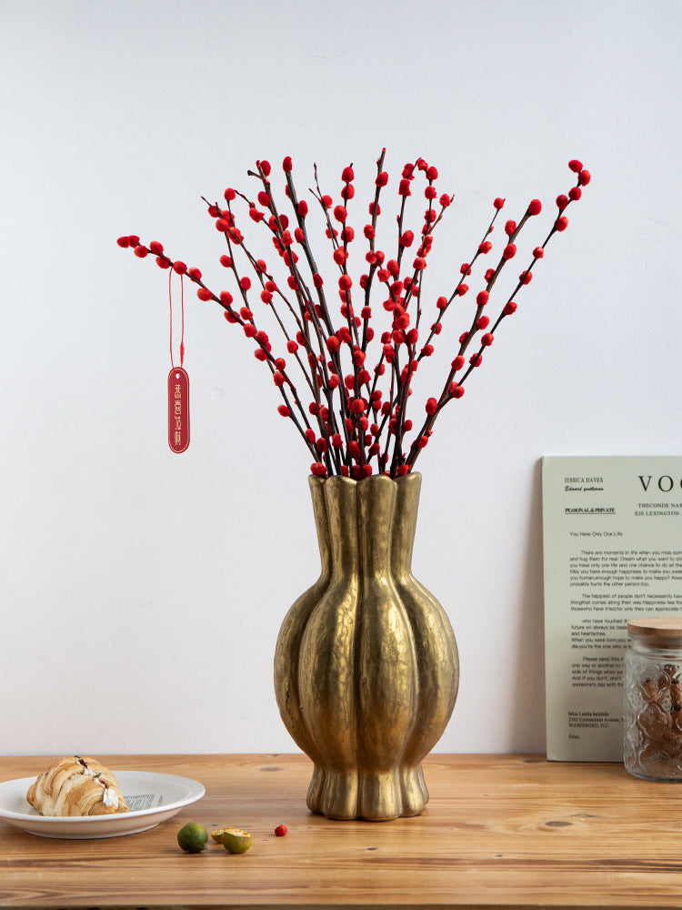 Ceramic Vase Decoration Golden Flower Container Decorations