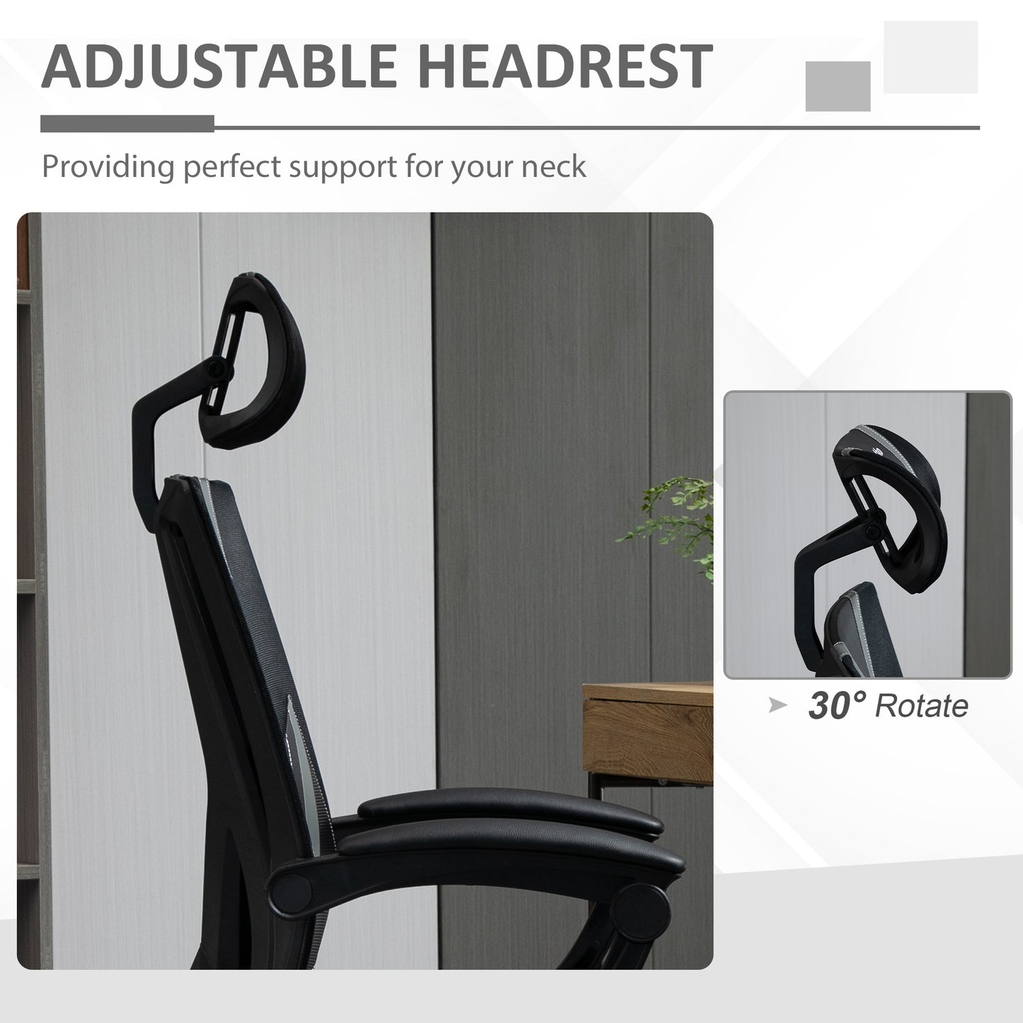Office Chair Ergonomic Desk Chair with Rotate Headrest