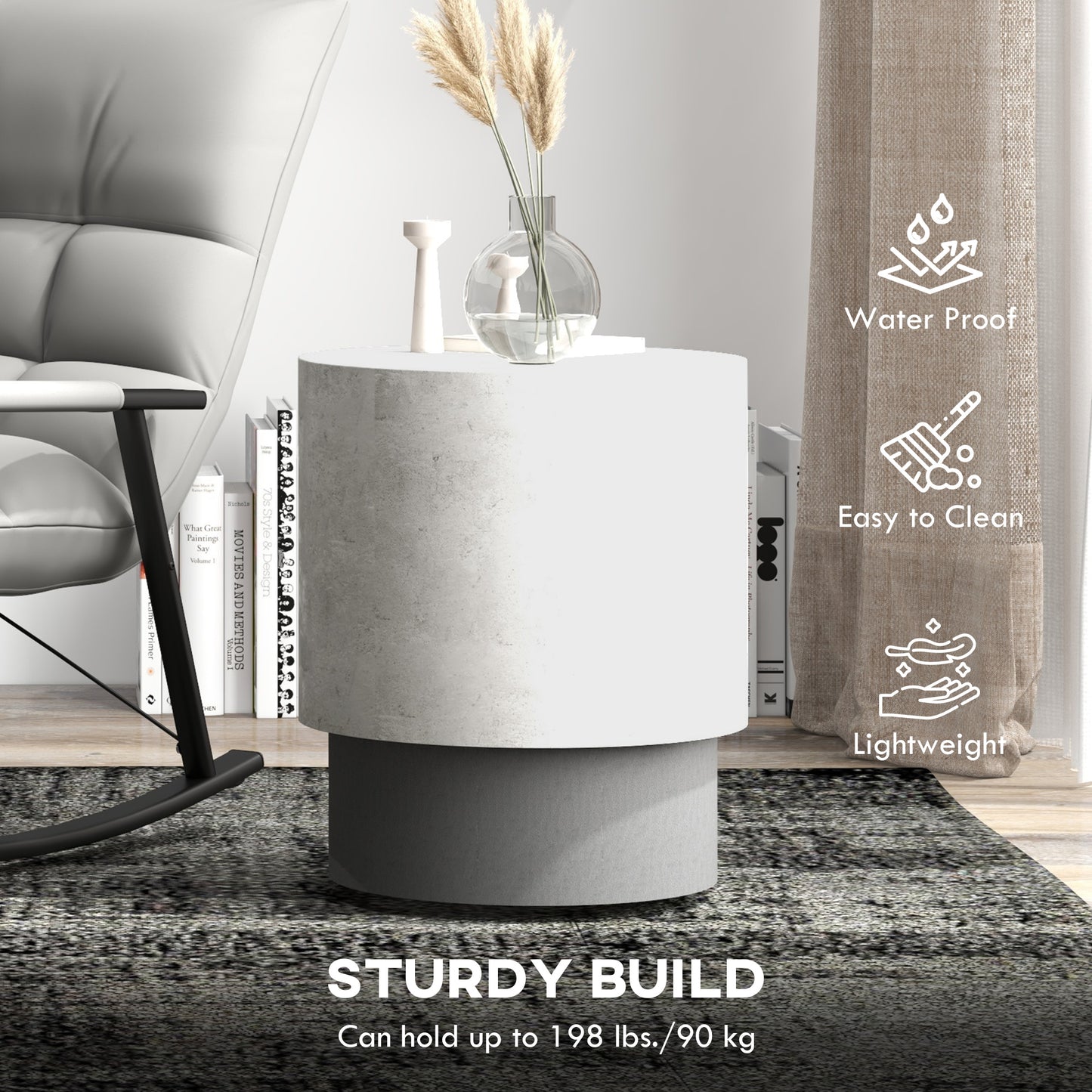 Lightweight Accent Table with Concrete Finish