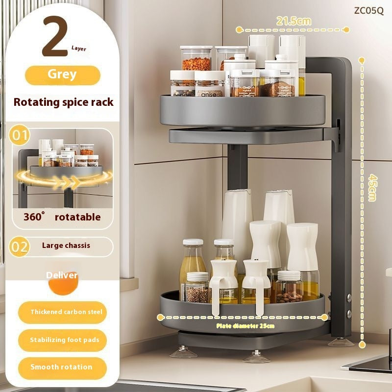 Kitchen Countertop Multi-function Rotating Seasoning Product Storage Rack