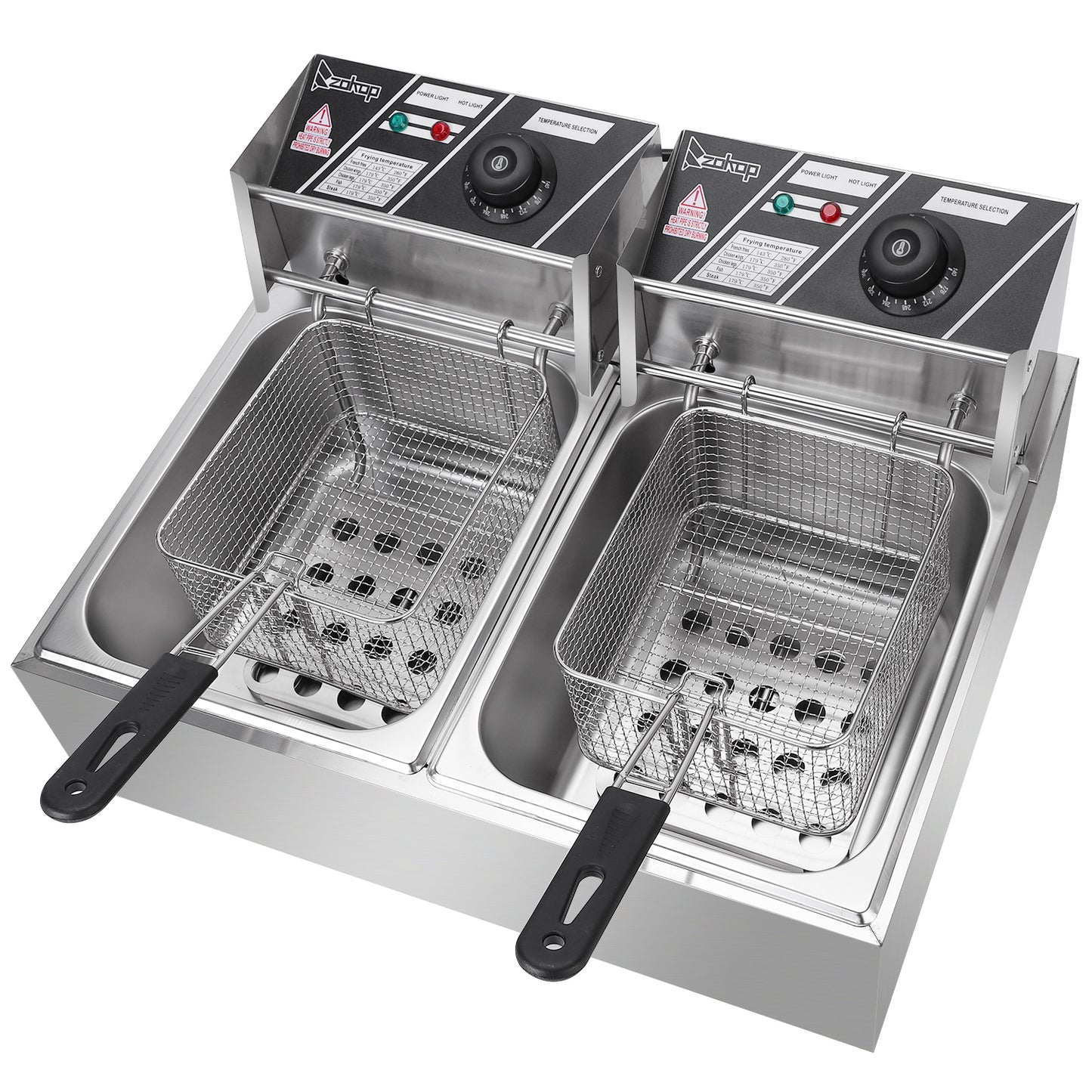 Electric Fryer Silver Stainless Steel Double Cylinder