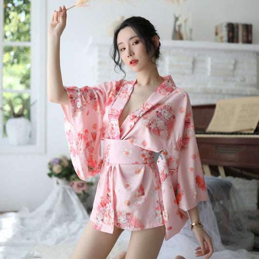 Japanese Printed Kimono Suit Bathrobe