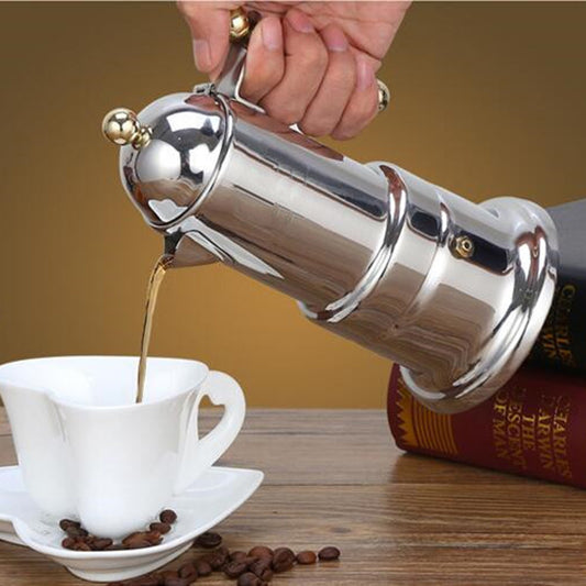 Italian Stainless Steel Espresso Pot Moka Pot Set Thickened Extraction Coffee Utensils Coffee Pot Electric Stove