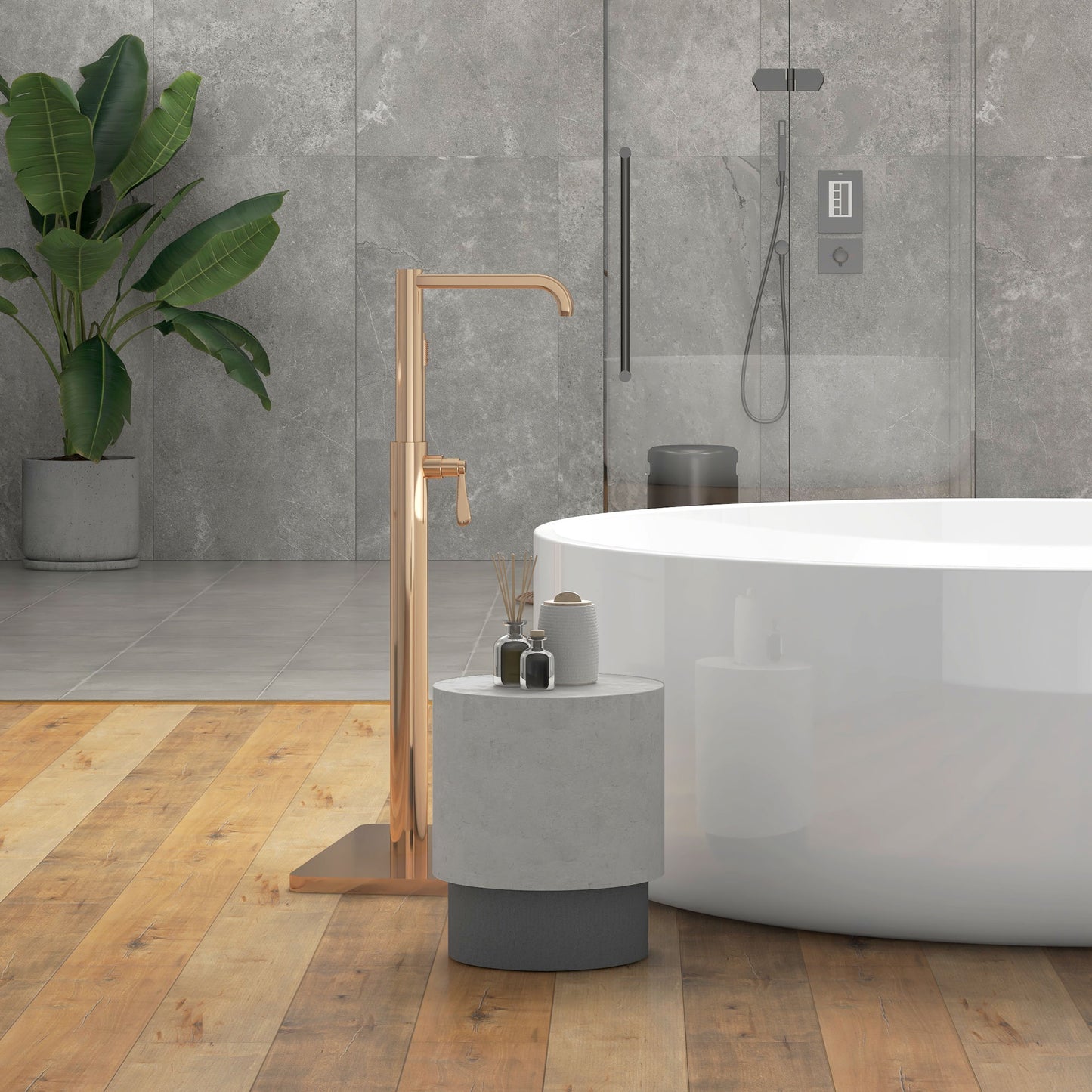 Lightweight Accent Table with Concrete Finish