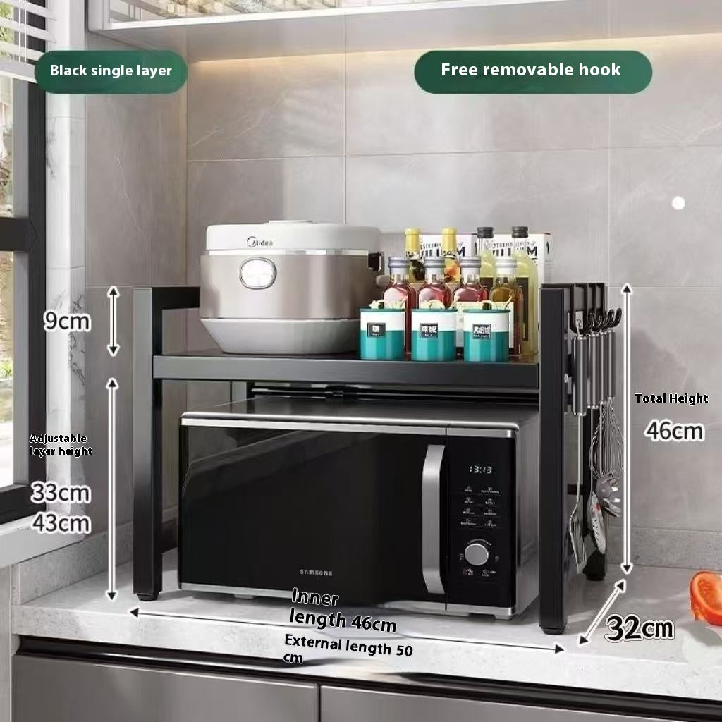 Retractable Kitchen Microwave Storage Rack Multi-function