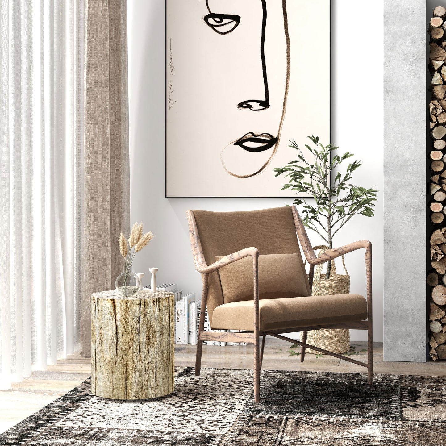 Lightweight Accent Table with Concrete Finish