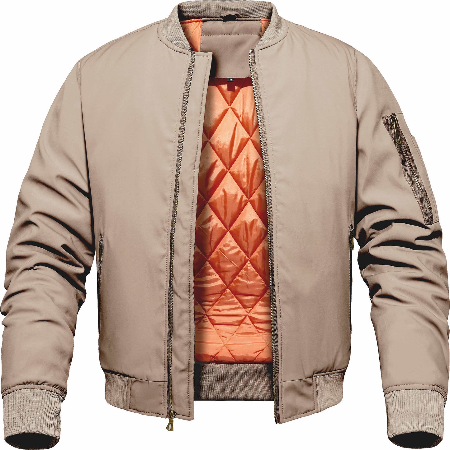 Men's Winter Bomber Jacket, Baseball Jacket Outwear, Thickened Warm Flight Jacket With Ribbed Cuffs, Windproof Casual Coat