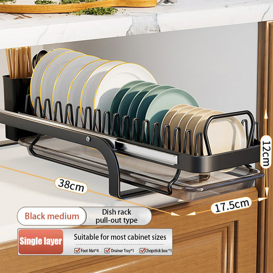 Kitchen Pull-Out Bowl And Dish Rack Cabinet Storage Rack Household Tableware Bowl And Dish Partition Multi-Layer Drawer Storage