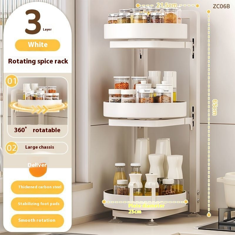 Kitchen Countertop Multi-function Rotating Seasoning Product Storage Rack