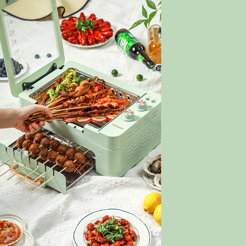Barbecue Skewer Automatic Rotation Of Household Double-layer Smokeless