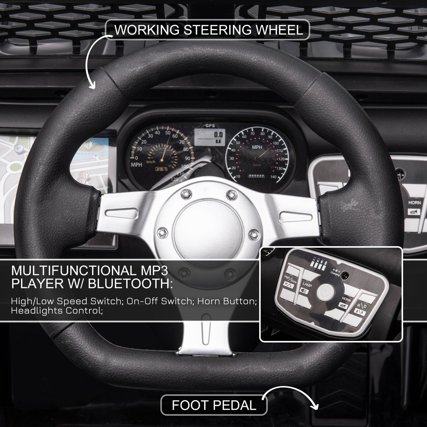 12V Battery Powered Kids Ride On Car Off Road Truck Toy w/ Parent Remote