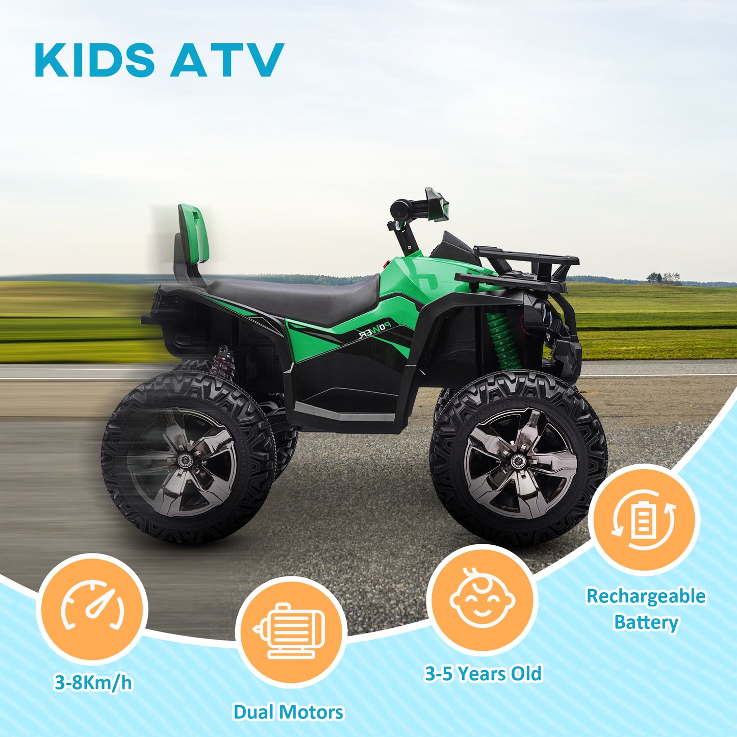12V 4 Wheeler Kids ATV with Music