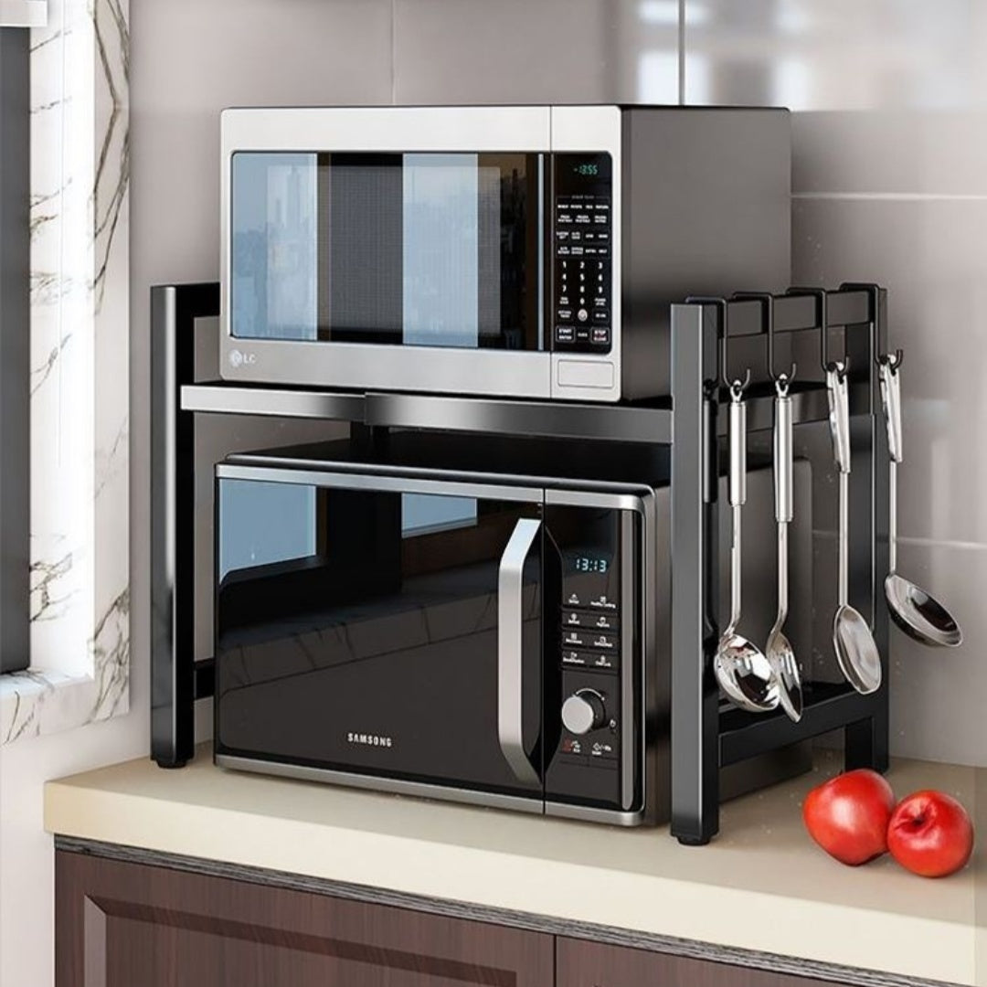 Retractable Kitchen Microwave Storage Rack Multi-function