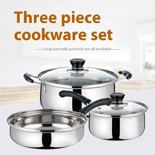 Stainless Steel Three-piece Pot 16-20-22cm Soup Pot Set