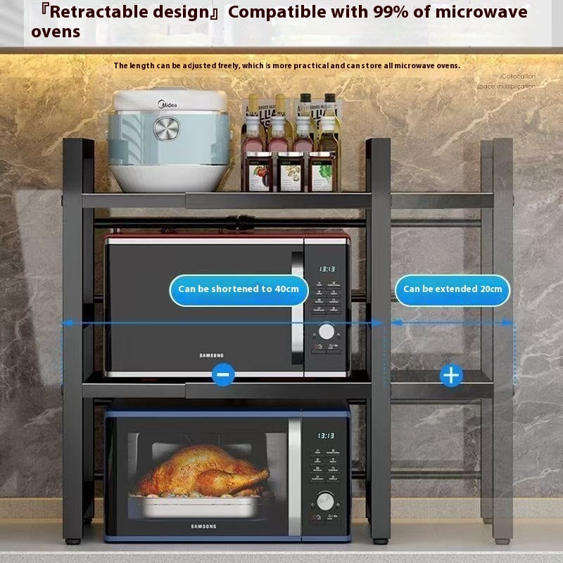 Retractable Kitchen Microwave Storage Rack Multi-function