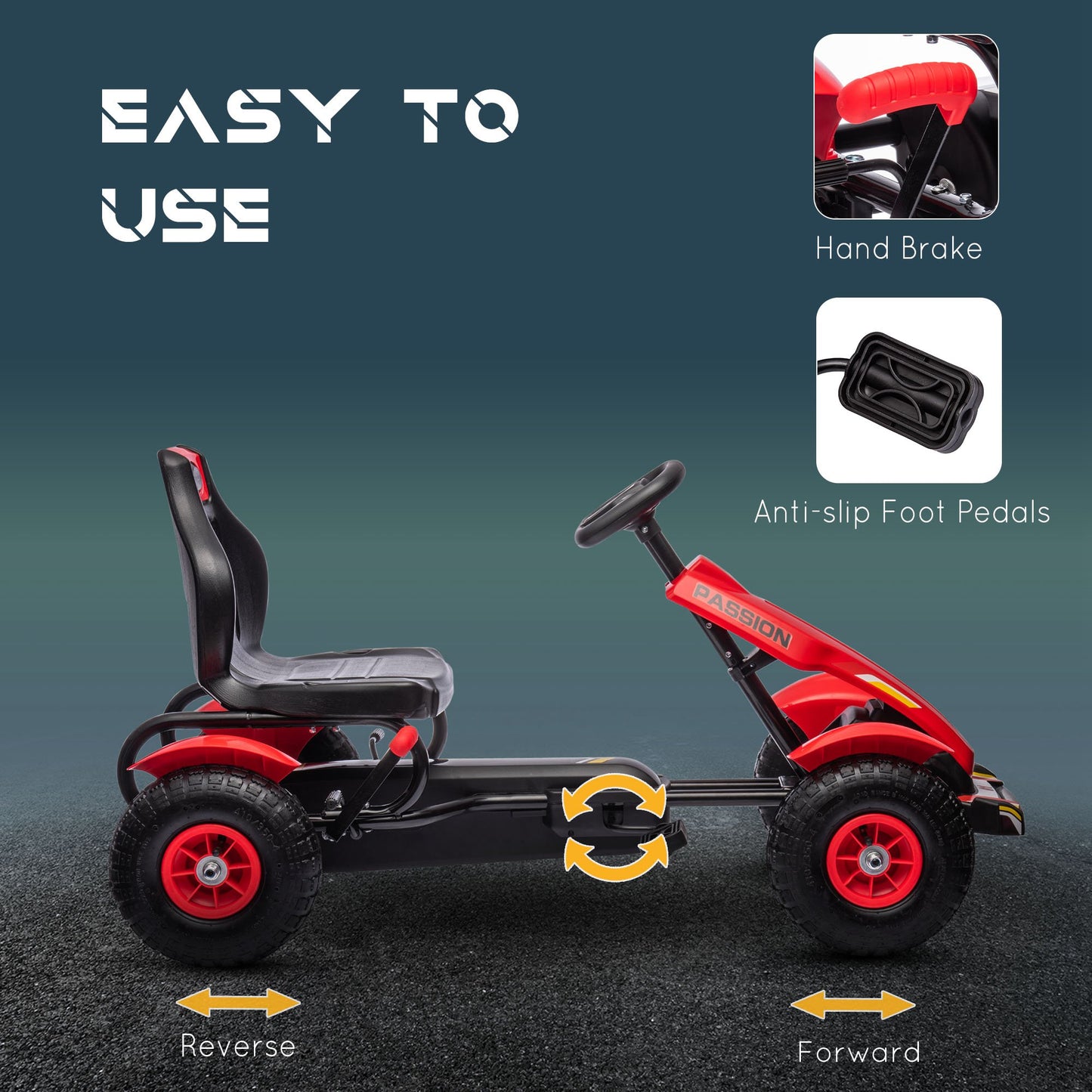 Kids Pedal Go Kart W/ Adjustable Seat