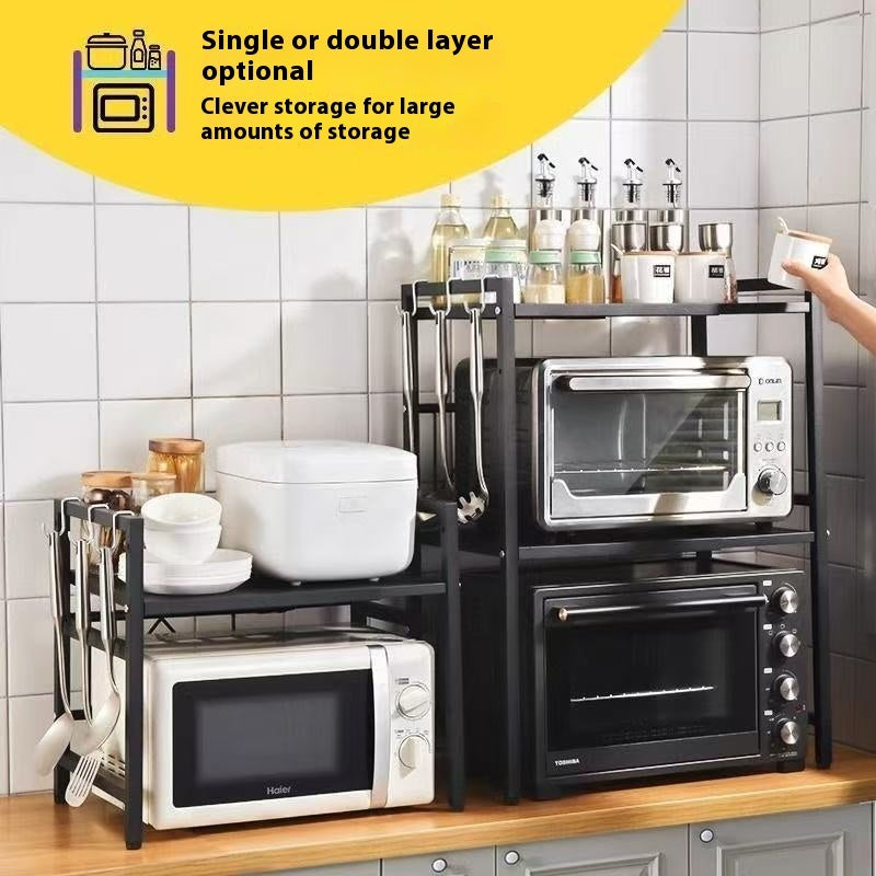 Retractable Kitchen Microwave Storage Rack Multi-function