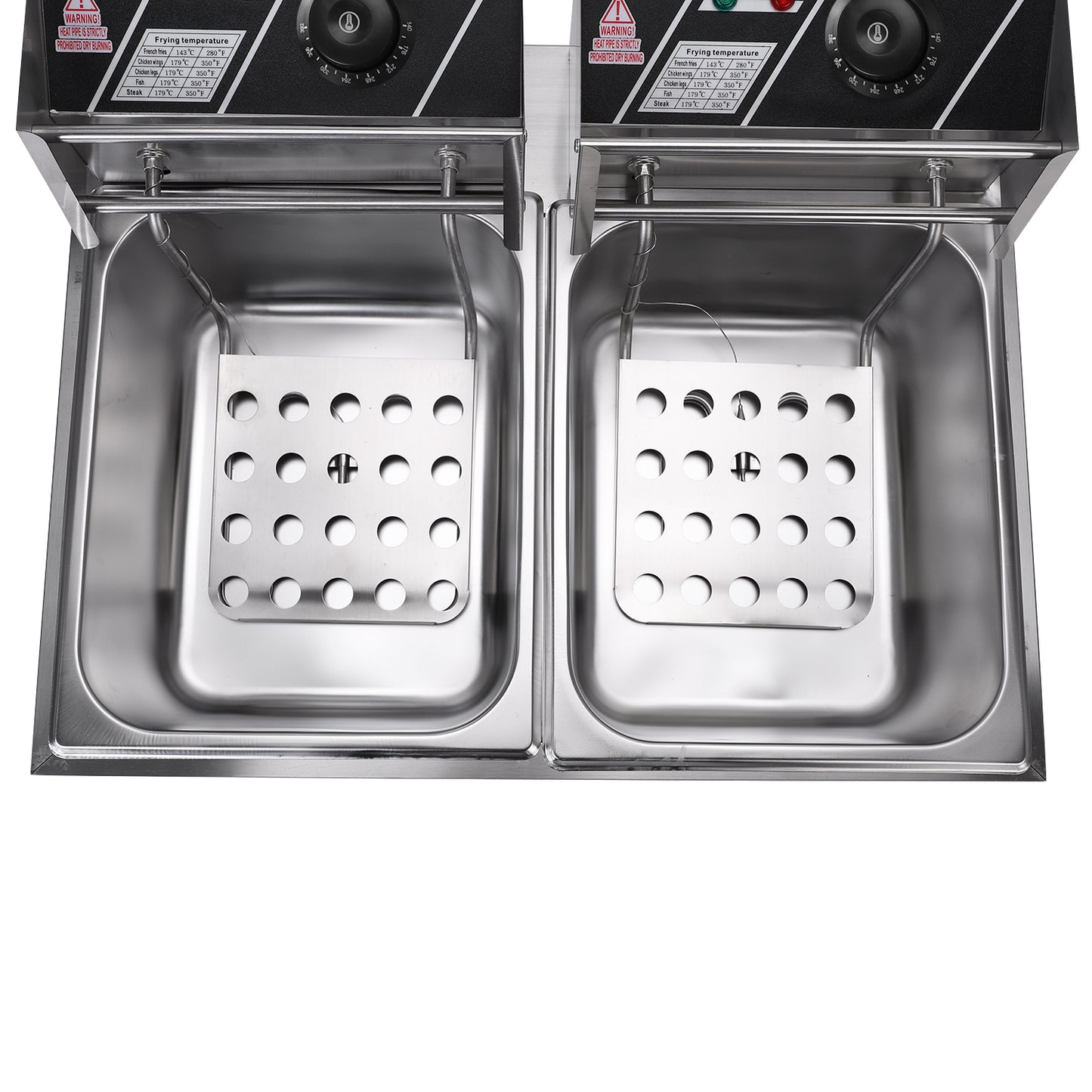 Electric Fryer Silver Stainless Steel Double Cylinder