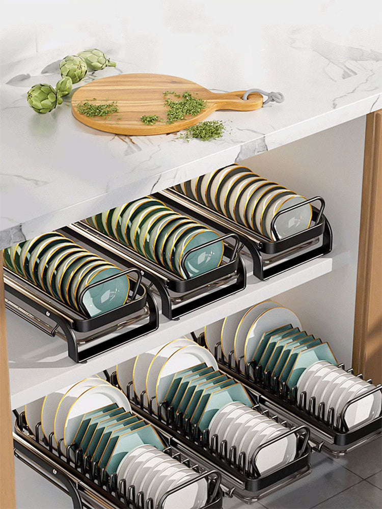 Kitchen Pull-Out Bowl And Dish Rack Cabinet Storage Rack Household Tableware Bowl And Dish Partition Multi-Layer Drawer Storage