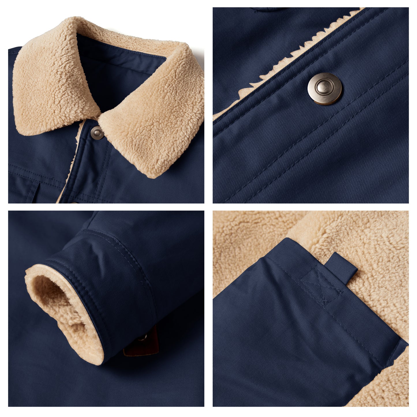 Men's Winter Jacket Lined Sherpa Jacket Warm Trucker Coat Multi Pocket