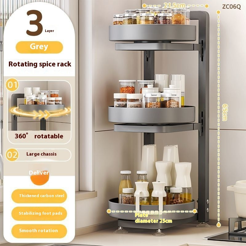 Kitchen Countertop Multi-function Rotating Seasoning Product Storage Rack