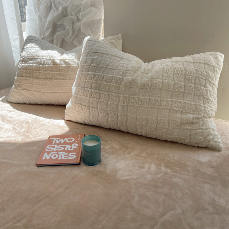 Rabbit Plush Four-piece Set Thickened Milk Fiber Sheets Coral Fleece Duvet Cover