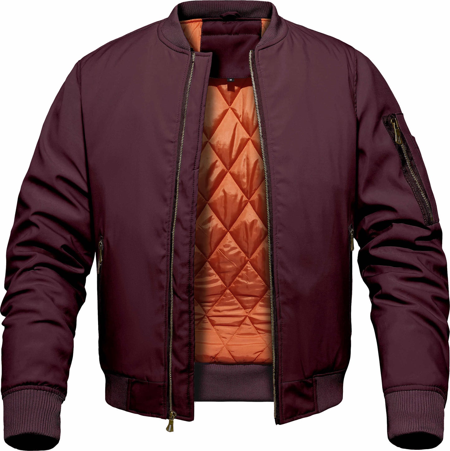 Men's Winter Bomber Jacket, Baseball Jacket Outwear, Thickened Warm Flight Jacket With Ribbed Cuffs, Windproof Casual Coat