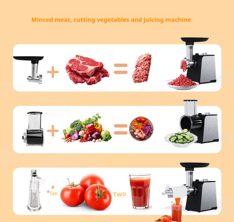 Small Household Multi-functional Stainless Steel Automatic Sausage Meat Grinder Meat Mincer Minced Pepper Garlic Paste