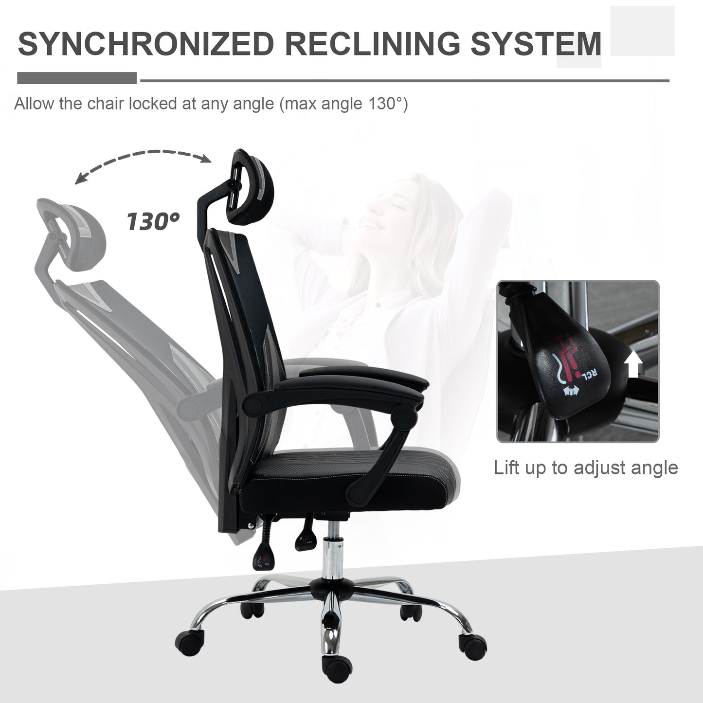 Office Chair Ergonomic Desk Chair with Rotate Headrest