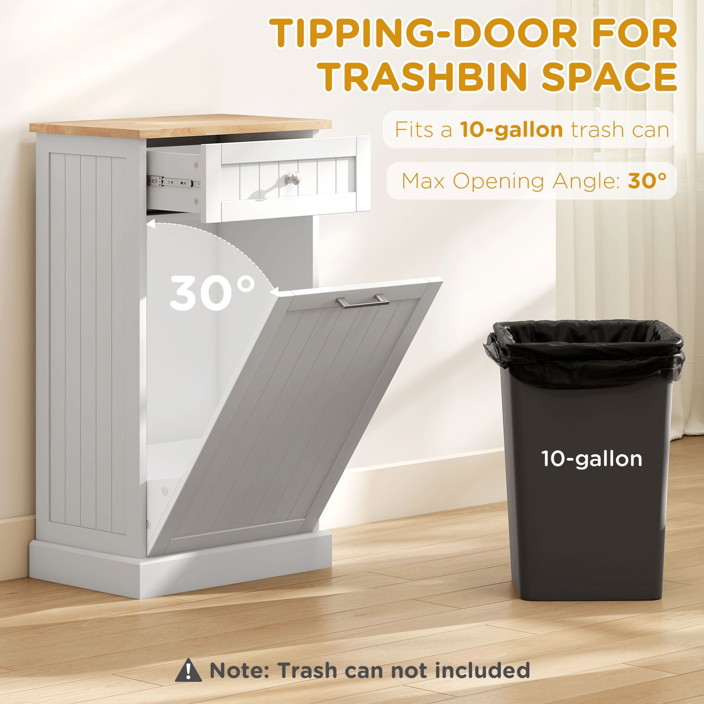 Kitchen Tilt Out Trash Bin Cabinet Free Standing Recycling Cabinet Trash Can Holder With Drawer